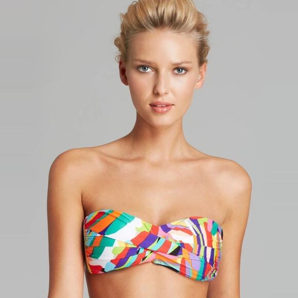 Trina Turk Women's Bandeau Bikini Top Swimsuit in Prisma Print size 10 - Picture 1 of 15